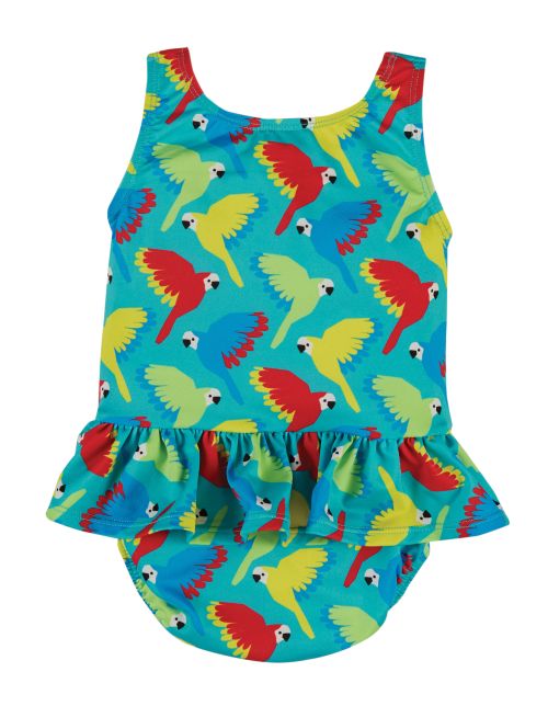 Newlyn Nappy Swimsuit Aqua Parrots