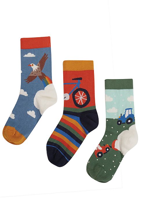 Rock My Socks 3 Pack Rainbow/Bike 31-24