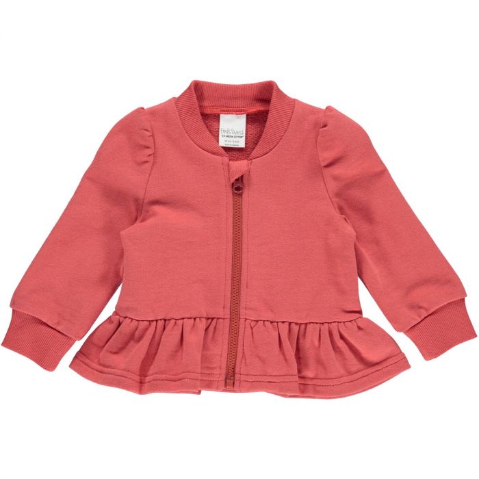 Sweatjacke mit Schößchen Cranberry